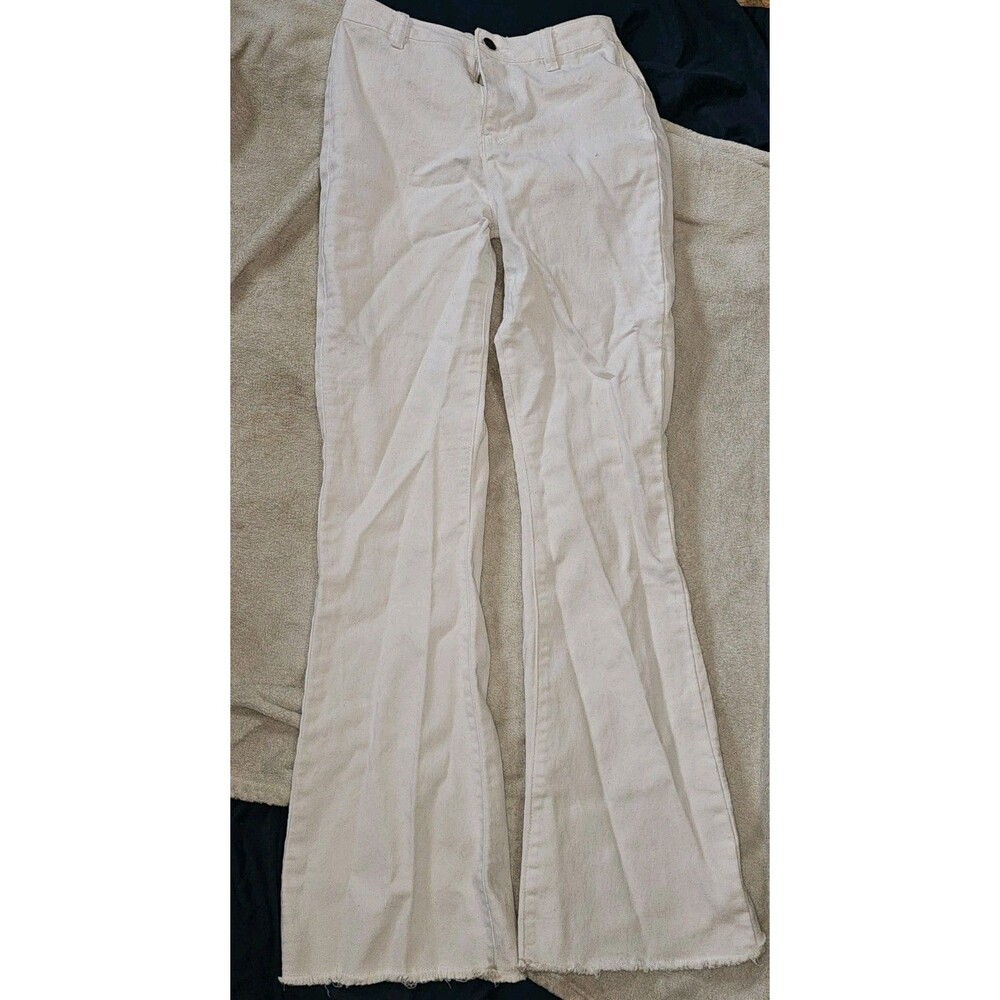 Fashion Nova Womens Size 5 White Stretch High Rise Seamed Flare Leg Pant